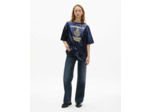 T-shirt manches courtes a sequins et print dark navy
