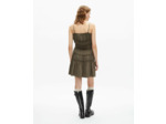 Robe courte a bretelles et elastiques kaki stone