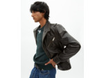 Blouson style biker en cuir noir black