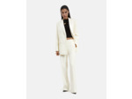 Veste smoking double boutonnage revers satin ecru