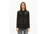 Chemise avec volants en soie noire black