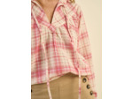 Blouse à carreaux col montant fluide