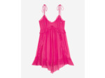Robe courte a manches courte crinckle fushia
