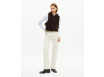 Pull sans manches en laine et coton marron chocolate