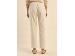 Pantalon droit fluide à taille élastique et rayures