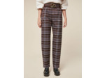 Pantalon large carreaux marron