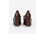 Mocassins à talons en cuir marrons brown