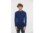 Polo manches longues en maille détail col broderie poitrine