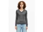 Pull col v en laine mérinos gris dark grey melange