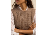 Pull à col rond sans manches torsadé