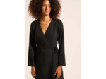Robe courte coupe portefeuille à manches longues