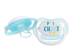 Lot de 2 sucettes physio petit chat bleu 18/36mois Bleu