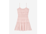 Robe courte a bretelles et elastiques lila