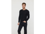 Pull basique col rond maille fantaisie en coton bio avec print poitrine