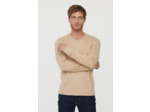 T-shirt basique col V manches longues en coton bio avec print poirtine
