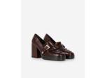 Mocassins à talons en cuir marrons brown