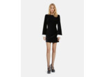 Robe courte en velours manche longue avec dentelle black