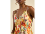 Robe longue à bretelles et motifs multicolores