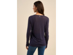 Tee-shirt col V et manches 3/4 en voile de laine