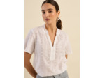 Blouse en broderie anglaise col volanté