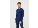 Pull basique col rond avec laine recyclée et print poitrine