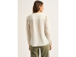 Blouse en double gaze de coton brodée à manches longues