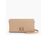 Pochette tout en un avec bandoulière amovible Eva en cuir grain caviar
