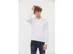 T-shirt Basique col tunisien fantaisie manches longues en coton bio et print poitrine