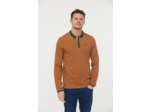 Polo manches longues détails col et poignet zip et broderie poitrine contrastée