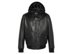 Blouson à capuche, cuir d'agneau
