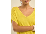 Pull sans manches col V 100% lin