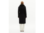 Manteau long en laine double face col sherpa noir black