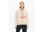 Sweatshirt zippe a capuche avec print ecru