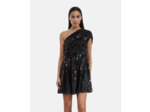 Robe courte à sequins effet drapé noire black