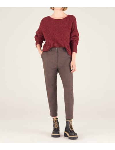 Pantalon droit gris/ tomette