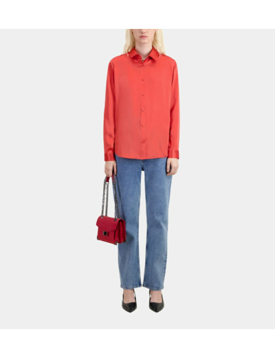 Chemise Rouge En Soie Satin red brique