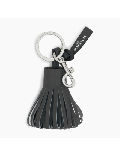 Porte clés pompons en cuir lisse