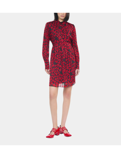 Robe courte plissée imprimé cœurs black - red