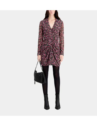 Robe Imprimée Courte Avec Fronces multicolor