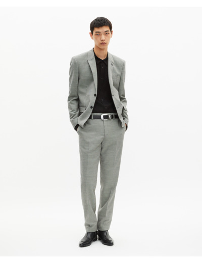 Veste de costume en pied de poule noir et blanc black grey