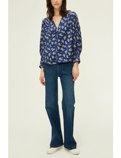 Blouse satinée à fleurs - ADELISA