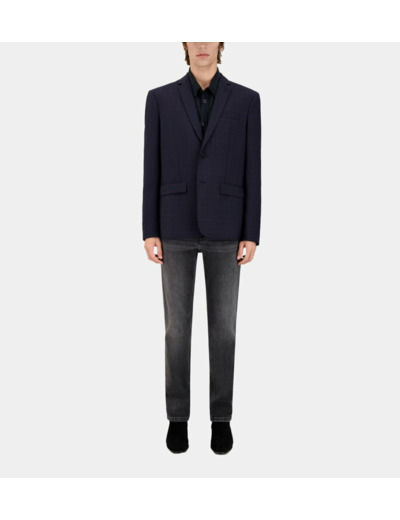 Veste De Costume Prince De Galles Bleu Marine En Laine navy