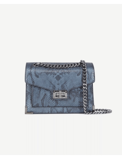 Sac Emily Chaîne En Cuir Gris Effet Python gris bleu