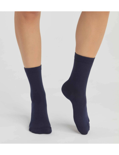 Lot de 2 paires de chaussettes femme en coton bio Bleu Marine Dim Good