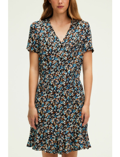 Robe courte cintrée à fleurs - SABRIA
