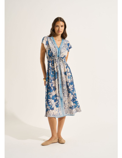 Robe longue imprimée avec lien à nouer