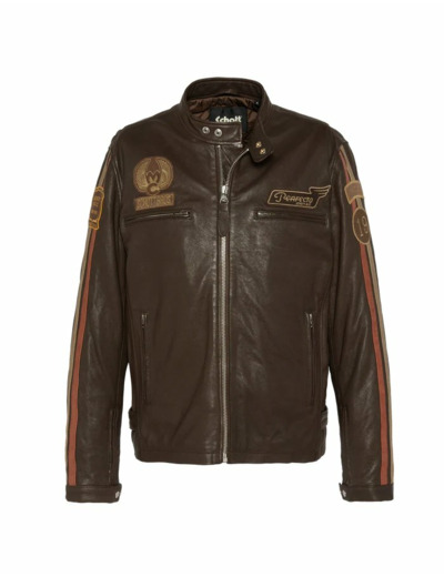 Blouson motard en cuir badgé LCMOTOBD SCHOTT