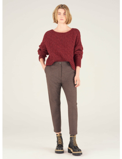 Pantalon droit gris/ tomette