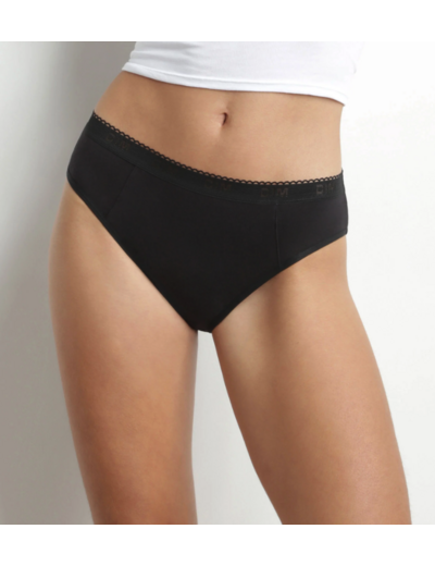 Culotte de règles lavable en coton bio Noir Flux très abondant Dim Protect