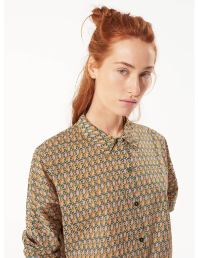 Chemise rose / moutarde
